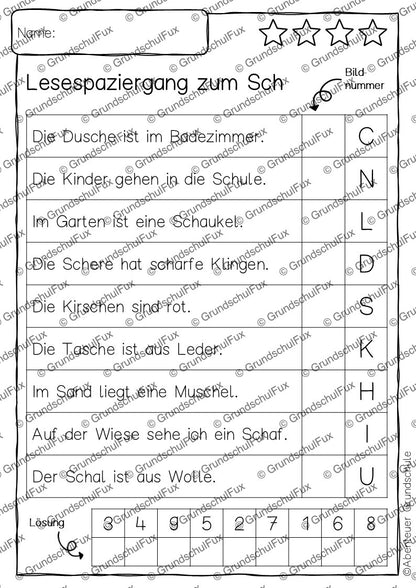 Buchstabeneinführung Lesematerial Kl. 1-2 | Vorschauseite 5 von 8 | Arbeitsblatt, Bildkarten / Flash-Cards