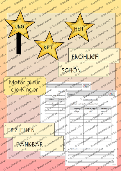Nomenbildung AdjektiveVerben AB Kl. 2-4 | Vorschauseite 3 von 3 | Verlaufsplanung, Tafelmaterial