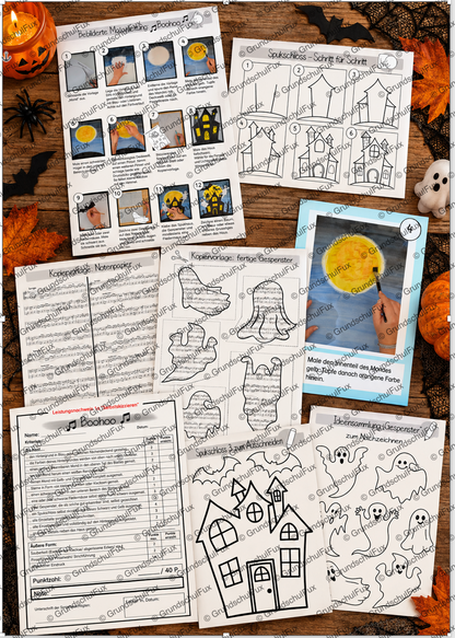 Halloween Spukschloss Bastelvorlage Kl. 2-4 | Vorschauseite 1 von 1 | Arbeitsblatt, Bastelvorlage