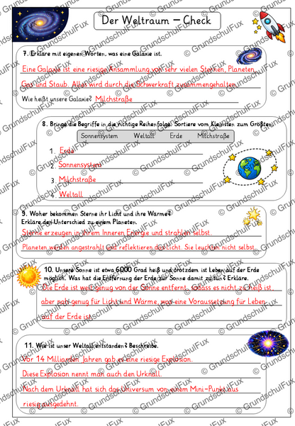 Weltraum - Check Kl. 2-4 | Vorschauseite 4 von 4 | Arbeitsblatt | Sachunterricht Klasse 2/3/4